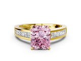 Yellow gold Fancy Pink Radiant  Solitaire Diamond Ring with Channel-Set Band and Four-Prong Setting_3