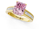 Yellow gold Fancy Pink Radiant  Solitaire Diamond Ring with Channel-Set Band and Four-Prong Setting_4