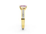 Yellow gold Fancy Pink Radiant  Solitaire Diamond Ring with Channel-Set Band and Four-Prong Setting_5