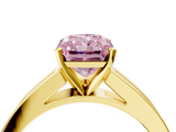 Yellow gold Fancy Pink Radiant  Solitaire Diamond Ring with Channel-Set Band and Four-Prong Setting_7