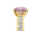 Yellow gold Fancy Pink Radiant  Solitaire Diamond Ring with Channel-Set Band and Four-Prong Setting_8