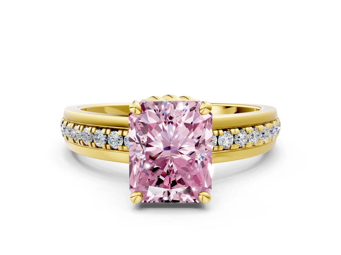 Yellow gold Fancy Pink Radiant  Solitaire Diamond Ring with Channel Set Band and Six-Prong Setting_48