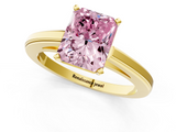 Yellow gold Fancy Pink Radiant  Solitaire Diamond Ring with Four-Prong Setting and Classic Band_4