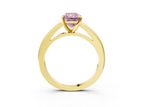 Yellow gold Fancy Pink Radiant  Solitaire Diamond Ring with Four-Prong Setting and Classic Band_6