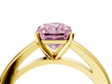 Yellow gold Fancy Pink Radiant  Solitaire Diamond Ring with Four-Prong Setting and Classic Band_7