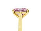 Yellow gold Fancy Pink Radiant  Solitaire Diamond Ring with Four-Prong Setting and Tapered Band 5