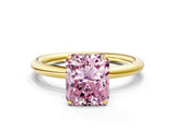 Yellow gold Fancy Pink Radiant  Solitaire Diamond Ring with Four-Prong Setting on a Plain Band_20