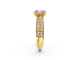 Yellow gold Fancy Pink Radiant  Solitaire Diamond Ring with Milgrain Pavé Band and Four-Prong Setting_33