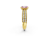 Yellow gold Fancy Pink Radiant  Solitaire Diamond Ring with Milgrain Pavé Band and Four-Prong Setting_50