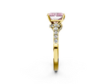 Yellow gold Fancy Pink Radiant  Solitaire Diamond Ring with Pavé Band and Four-Prong Setting_78