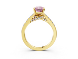 Yellow gold Fancy Pink Radiant  Solitaire Diamond Ring with Pavé Band and Four-Prong Setting_79