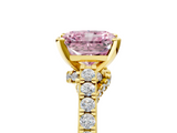 Yellow gold Fancy Pink Radiant  Solitaire Diamond Ring with Pavé Band and Four-Prong Setting_81