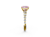 Yellow gold Fancy Pink Radiant  Solitaire Diamond Ring with Pave Band and Four-Prong Setting_175