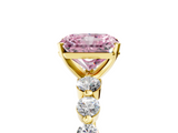 Yellow gold Fancy Pink Radiant  Solitaire Diamond Ring with Pave Band and Four-Prong Setting_178