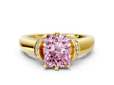 Yellow gold Fancy Pink Radiant  Solitaire Diamond Ring with Pave Band and Six-Prong Setting_31