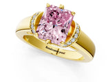 Yellow gold Fancy Pink Radiant  Solitaire Diamond Ring with Pave Band and Six-Prong Setting_32