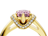 Yellow gold Fancy Pink Radiant  Solitaire Diamond Ring with Pave Band and Six-Prong Setting_35