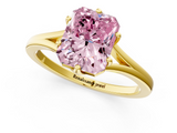 Yellow gold Fancy Pink Radiant  Solitaire Diamond Ring with Six-Prong Setting and Tapered Band_18