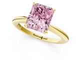 Yellow gold Fancy Pink Radiant  Solitaire Diamond Ring with Six-Prong Setting on a Classic Band 1