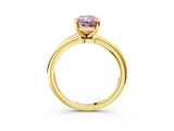 Yellow gold Fancy Pink Radiant  Solitaire Diamond Ring with Six-Prong Setting on a Classic Band 3