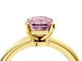 Yellow gold Fancy Pink Radiant  Solitaire Diamond Ring with Six-Prong Setting on a Classic Band 4