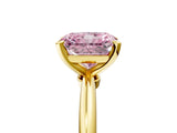 Yellow gold Fancy Pink Radiant  Solitaire Diamond Ring with Six-Prong Setting on a Classic Band 5