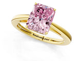Yellow gold Fancy Pink Radiant  Solitaire Diamond Ring with Split Shank and Four-Prong Setting_13