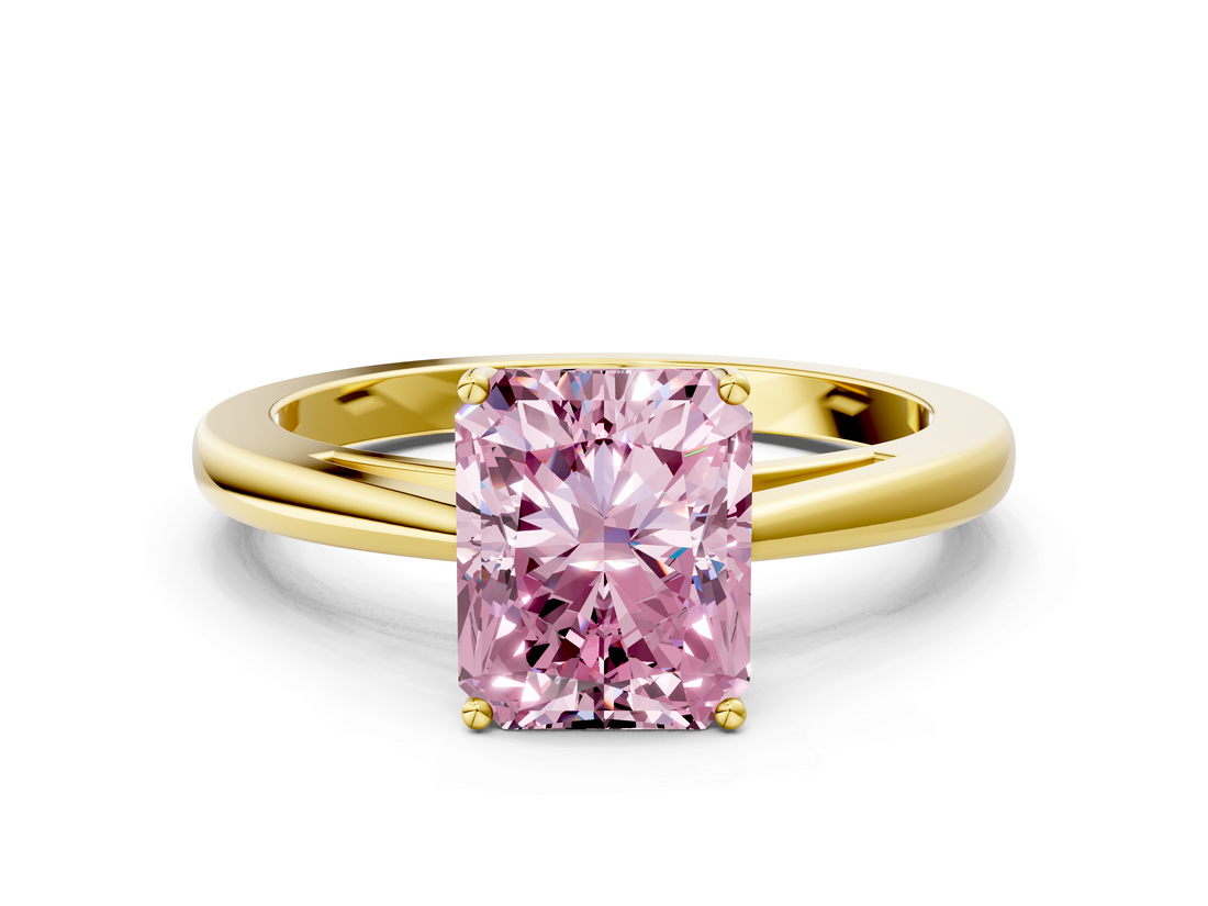 Yellow gold Fancy Pink Radiant  Solitaire Diamond Ring with Split Shank and Four-Prong Setting_20