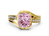 Yellow gold Fancy Pink Radiant  Solitaire Diamond Ring with Split Shank and Prong Setting_41