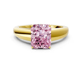 Yellow gold Fancy Pink Radiant  Solitaire Diamond Ring with Tapered Band and Four-Prong Setting_49