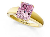 Yellow gold Fancy Pink Radiant  Solitaire Diamond Ring with Tapered Band and Four-Prong Setting_50