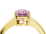 Yellow gold Fancy Pink Radiant  Solitaire Diamond Ring with Tapered Band and Four-Prong Setting_53