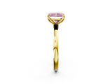 Yellow gold Fancy Pink Radiant  Solitaire Diamond Ring with Thin Band and Four-Prong Setting_5