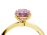 Yellow gold Fancy Pink Radiant  Solitaire Diamond Ring with Thin Band and Four-Prong Setting_7