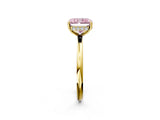 Yellow gold Fancy Pink Radiant  Solitaire Diamond Ring with a Classic Band and Four-Prong Setting 3