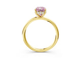 Yellow gold Fancy Pink Radiant  Solitaire Diamond Ring with a Classic Band and Four-Prong Setting 4