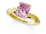 Yellow gold Fancy Pink Radiant  Solitaire Diamond Twisted Band with Four-Prong Setting_48