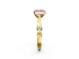 Yellow gold Fancy Pink Radiant  Solitaire Diamond Twisted Band with Four-Prong Setting_49