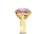 Yellow gold Fancy Pink Radiant  Solitaire Diamond Twisted Band with Four-Prong Setting_52