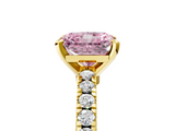 Yellow gold Fancy Pink Radiant  Solitaire Diamond with Pavé Band and Four-Prong Setting_56