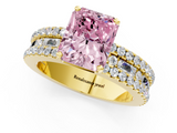 Yellow gold Fancy Pink Radiant  Solitaire Diamond with Pave and Channel Set Band_59