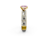 Yellow gold Fancy Pink Radiant  Solitaire Diamond with Pave and Channel Set Band_60