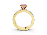 Yellow gold Fancy Pink Radiant  Solitaire Diamond with Pave and Channel Set Band_61