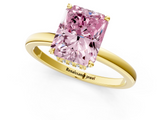 Yellow gold Fancy Pink Radiant  Solitaire Engagement Ring with Cathedral Band and Four-Prong Setting_22