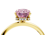Yellow gold Fancy Pink Radiant  Solitaire Engagement Ring with Cathedral Band and Four-Prong Setting_25