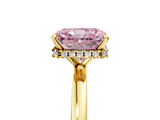 Yellow gold Fancy Pink Radiant  Solitaire Engagement Ring with Cathedral Band and Four-Prong Setting_26
