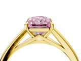Yellow gold Fancy Pink Radiant  Solitaire Engagement Ring with Four-Prong Setting and Classic Band 4
