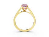 Yellow gold Fancy Pink Radiant  Solitaire Engagement Ring with Four-Prong Setting and Tapered Band_6