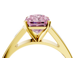 Yellow gold Fancy Pink Radiant  Solitaire Engagement Ring with Four-Prong Setting and Tapered Band_7