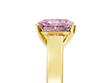 Yellow gold Fancy Pink Radiant  Solitaire Engagement Ring with Four-Prong Setting and Tapered Band_8